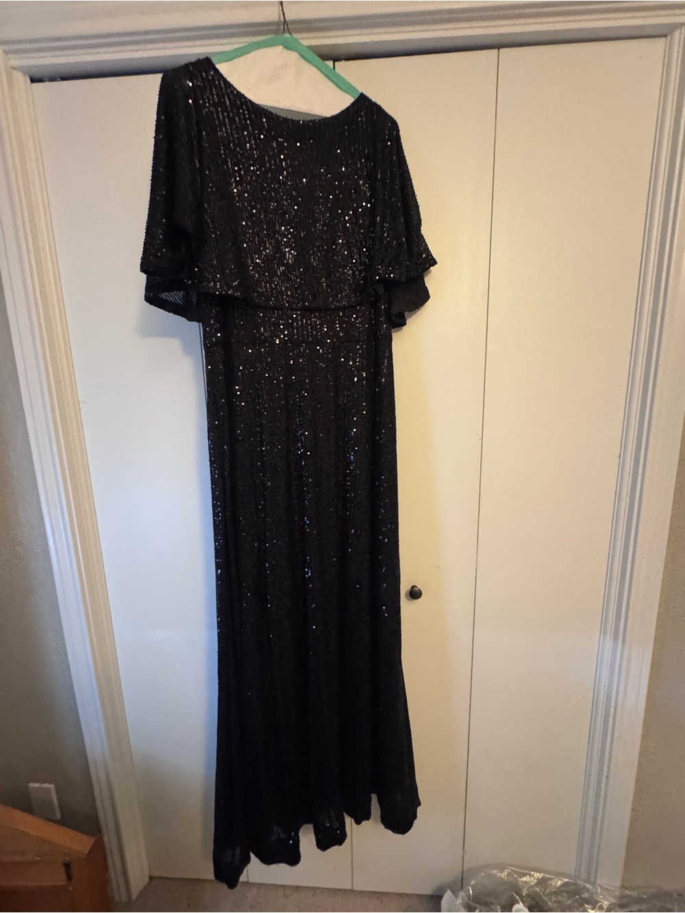 Black Sequin Evening Gown - Elegant Floor-Length Dress